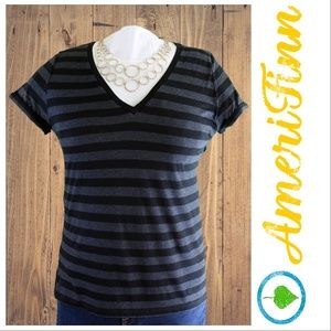 New Polo Ralph Lauren Black Gray Striped T-shirt